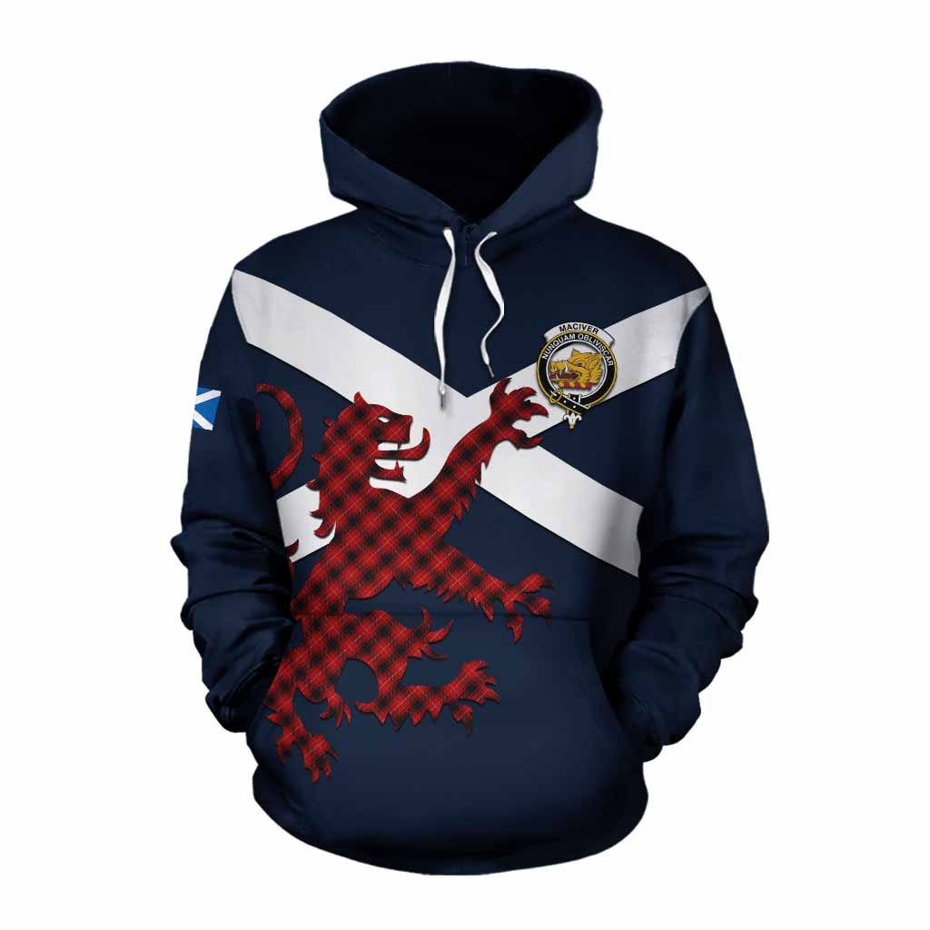 Tartan Vibes Clothing MacIver (McIver) Tartan Lion Rampant Cotton Hoodie Proudly Display Your Heritage with Alba Gu Brath and Clan Name