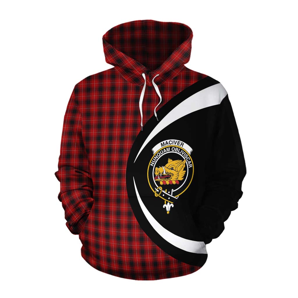 Tartan Vibes Clothing MacIver (McIver) Tartan Cotton Hoodie with Family Crest Circle Style