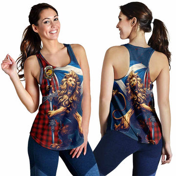 MacIver (McIver) Tartan Family Crest Women's Racerback Tanks with Scottish Majestic Lion