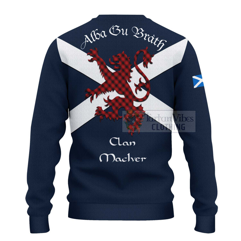 Tartan Vibes Clothing MacIver (McIver) Tartan Lion Rampant Knitted Sweater – Proudly Display Your Heritage with Alba Gu Brath and Clan Name