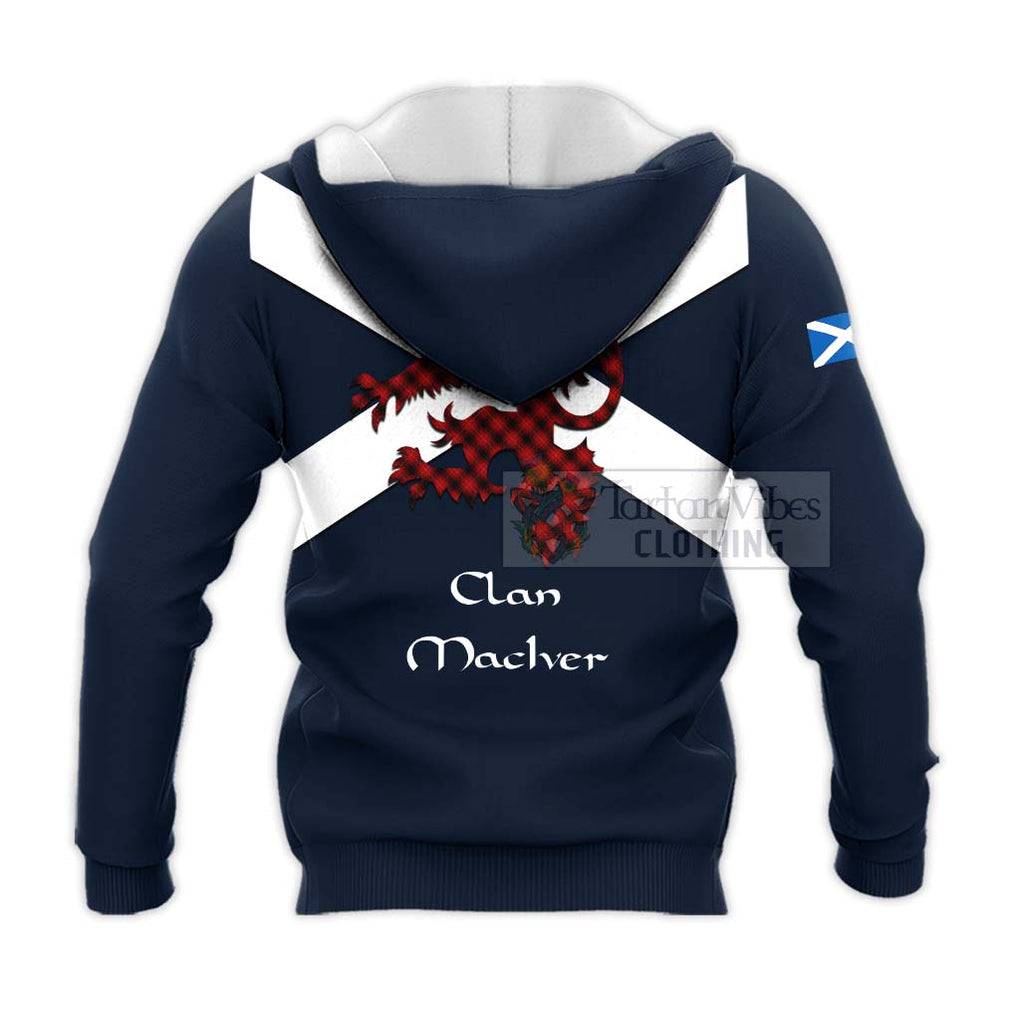 Tartan Vibes Clothing MacIver (McIver) Tartan Lion Rampant Knitted Hoodie – Proudly Display Your Heritage with Alba Gu Brath and Clan Name