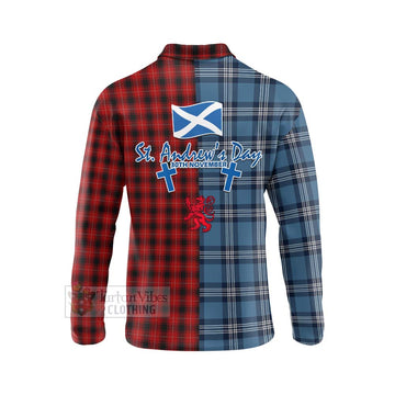 MacIver (McIver) Tartan Long Sleeve Polo Shirt Happy St. Andrew's Day Half Tartan Style