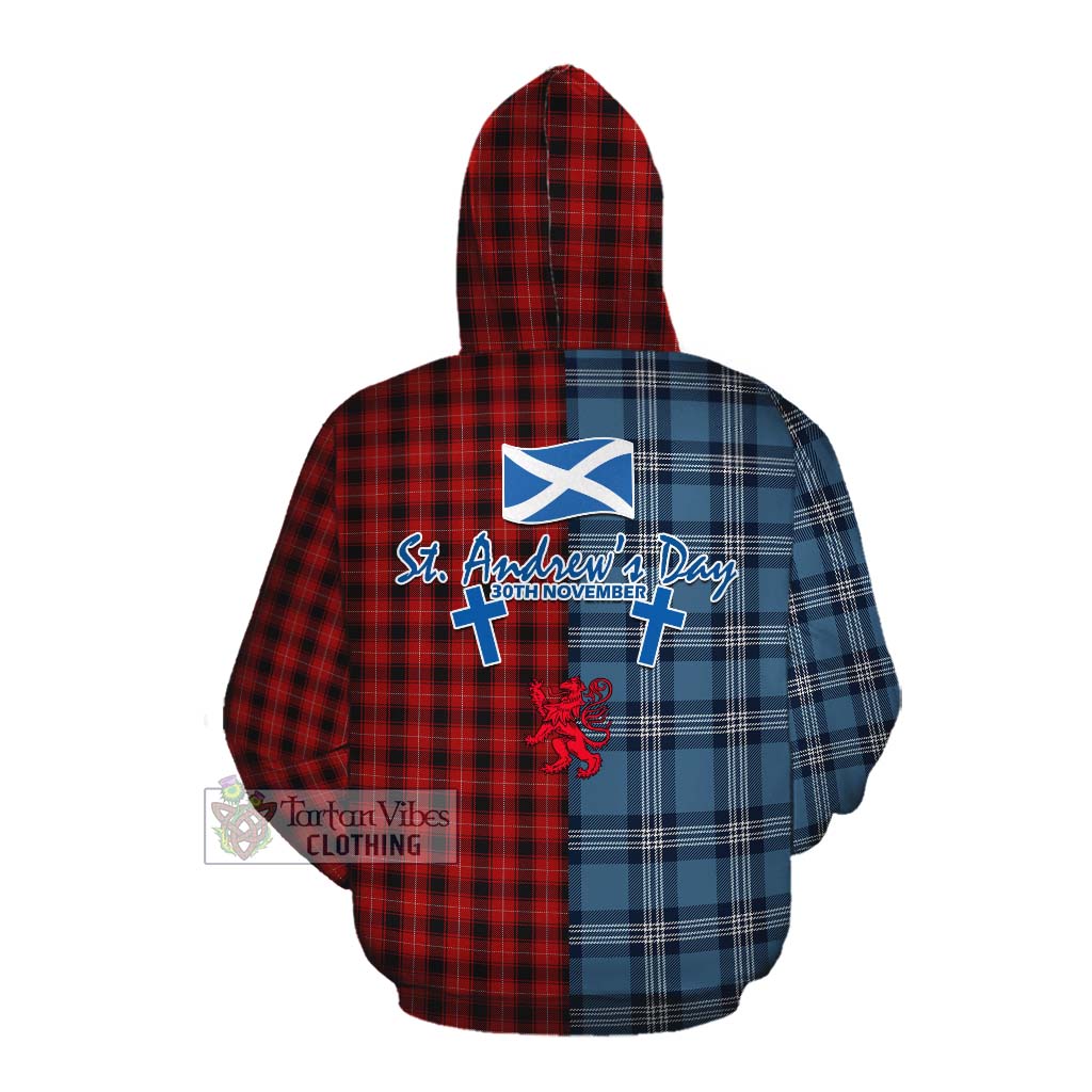 Tartan Vibes Clothing MacIver (McIver) Tartan Cotton Hoodie Happy St. Andrew's Day Half Tartan Style