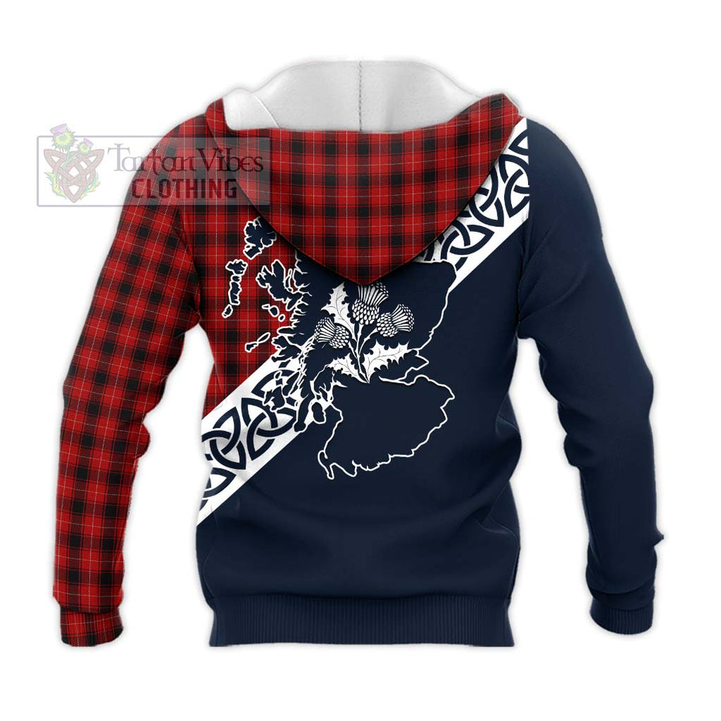 Tartan Vibes Clothing MacIver (McIver) Tartan Knitted Hoodie Featuring Thistle and Scotland Map