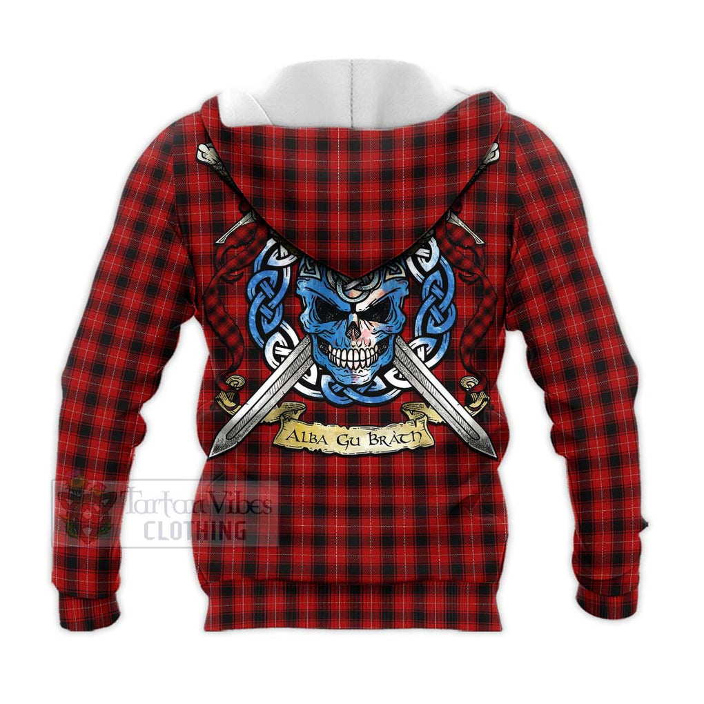 Tartan Vibes Clothing MacIver (McIver) Tartan Knitted Hoodie with Family Crest Celtic Skull Style