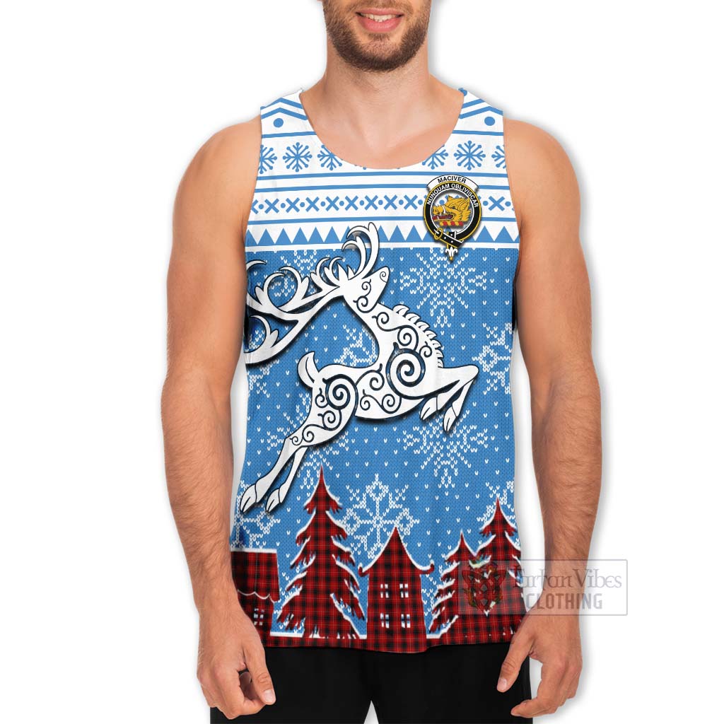 Tartan Vibes Clothing MacIver (McIver) Clan Christmas Men's Tank Top Celtic Reindeer Style