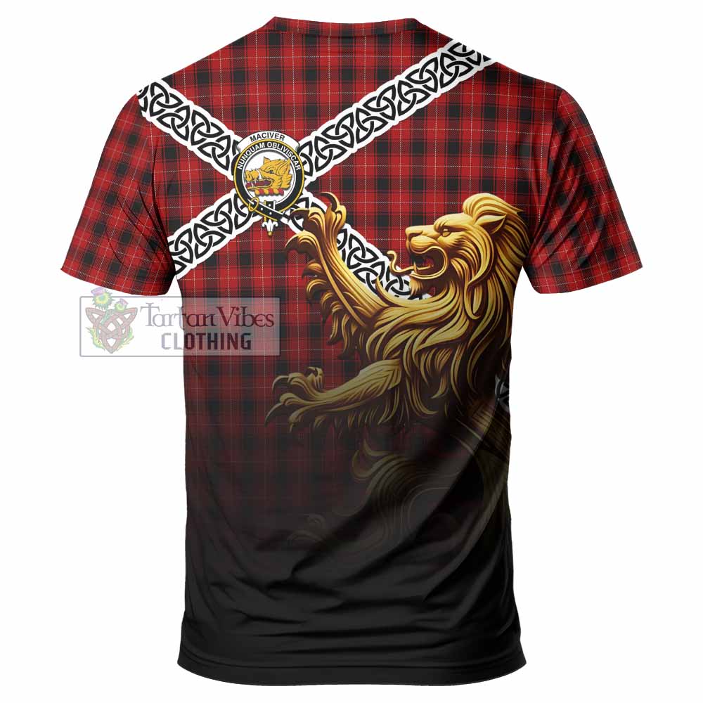 MacIver (McIver) Crest Tartan T-Shirt with Golden Lion Emblem Celtic Style - Tartan Vibes Clothing