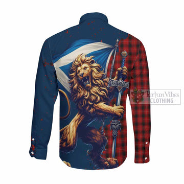 MacIver (McIver) Tartan Family Crest Long Sleeve Button Shirt with Scottish Majestic Lion