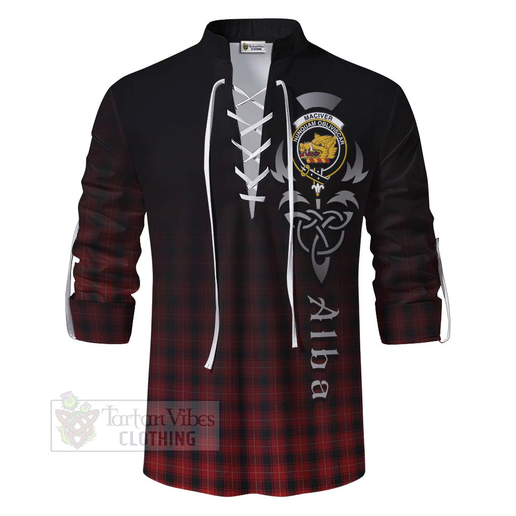 Tartan Vibes Clothing MacIver (McIver) Tartan Ghillie Kilt Shirt Featuring Alba Gu Brath Family Crest Celtic Inspired