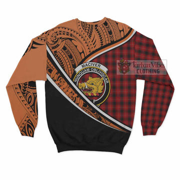 MacIver (McIver) Crest Tartan Sweatshirt with Polynesian Vibes Style - Orange Version