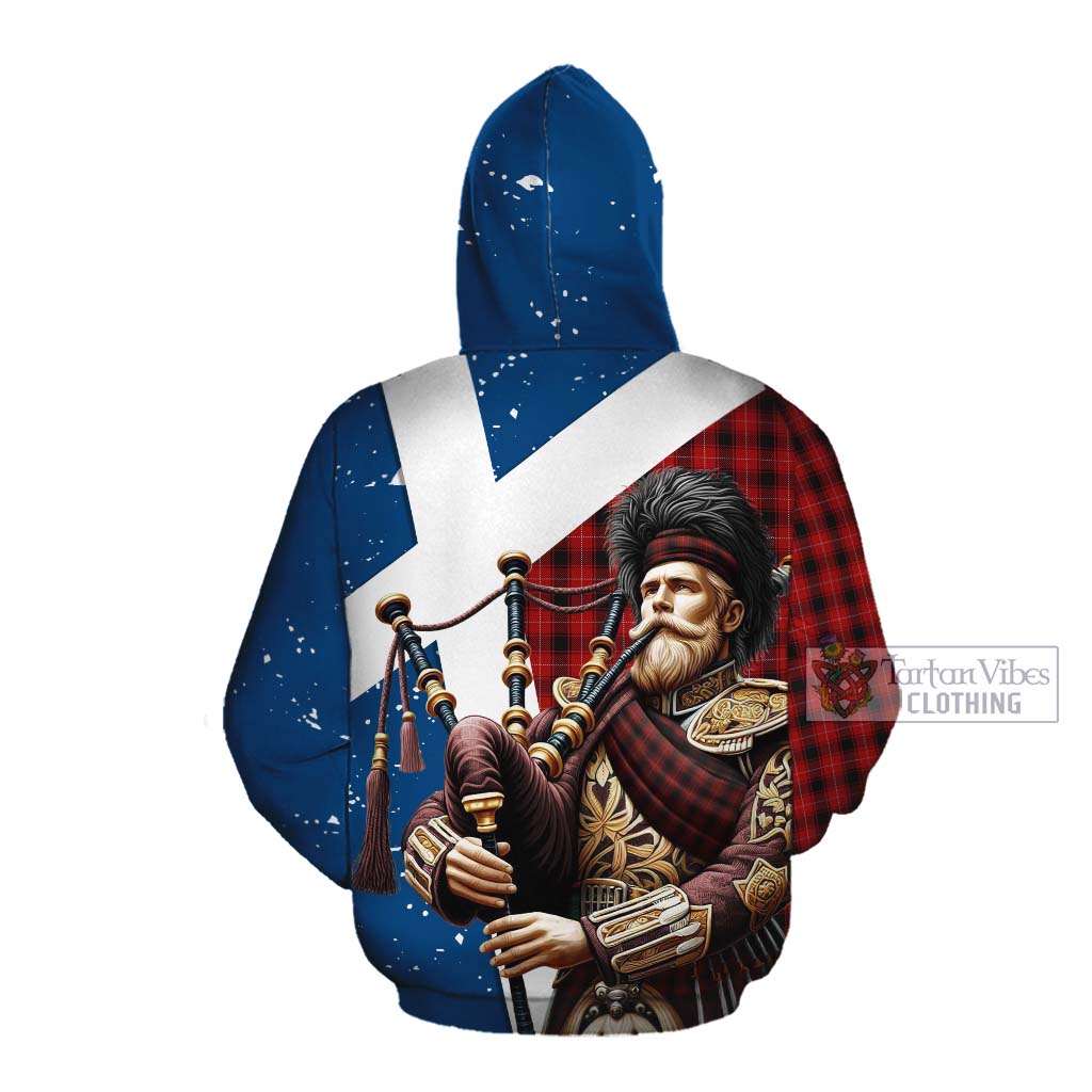 Tartan Vibes Clothing MacIver (McIver) Tartan Cotton Hoodie with Family Crest Scottish Bagpiper Vibes