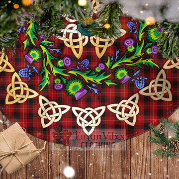 MacIver (McIver) Tartan Christmas Tree Skirt with Thistle Celtic Knot Style