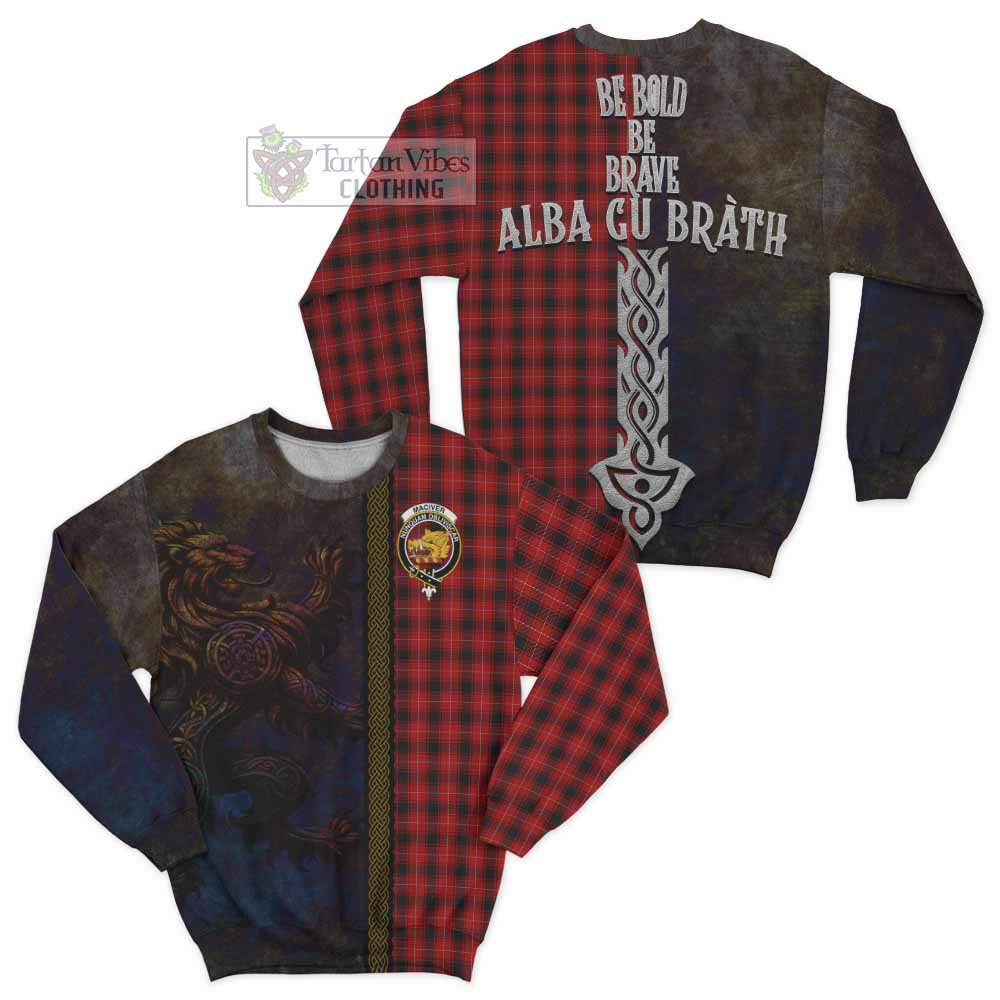 MacIver (McIver) Tartan Family Crest Sweatshirt Alba Gu Brath Be Brave Lion Ancient Style - Tartan Vibes Clothing