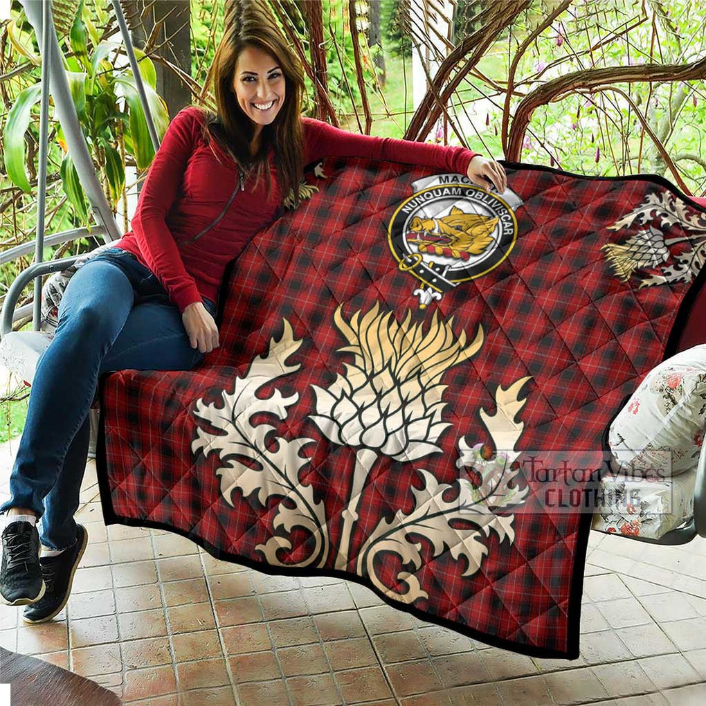 Tartan Vibes Clothing MacIver (McIver) Tartan Quilt with Family Crest and Golden Thistle Style