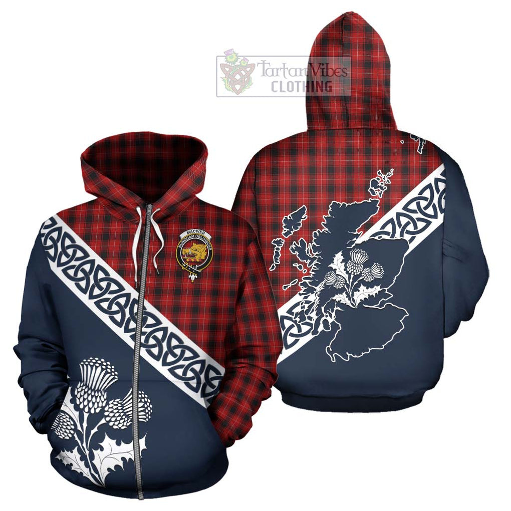 Tartan Vibes Clothing MacIver (McIver) Tartan Hoodie Featuring Thistle and Scotland Map