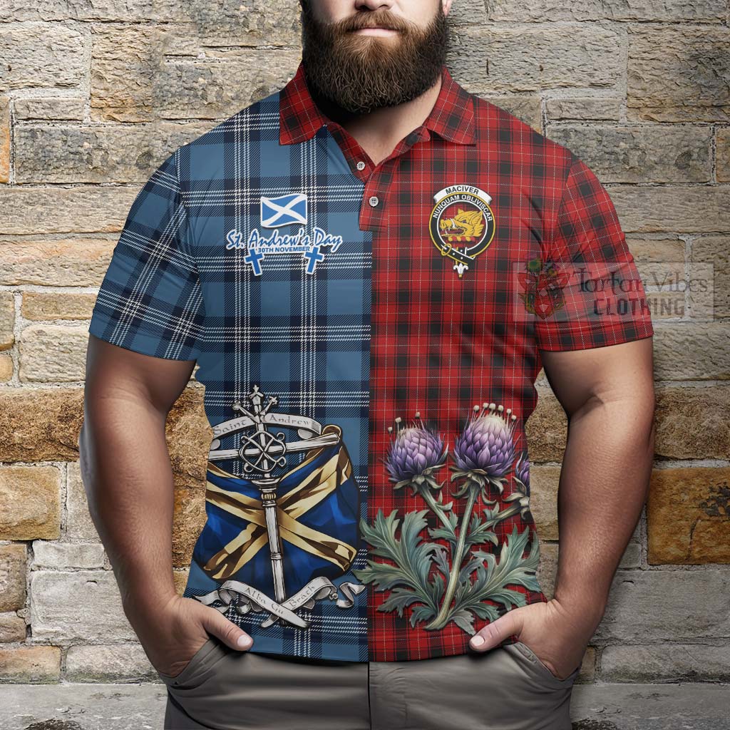 Tartan Vibes Clothing MacIver (McIver) Tartan Polo Shirt Happy St. Andrew's Day Half Tartan Style