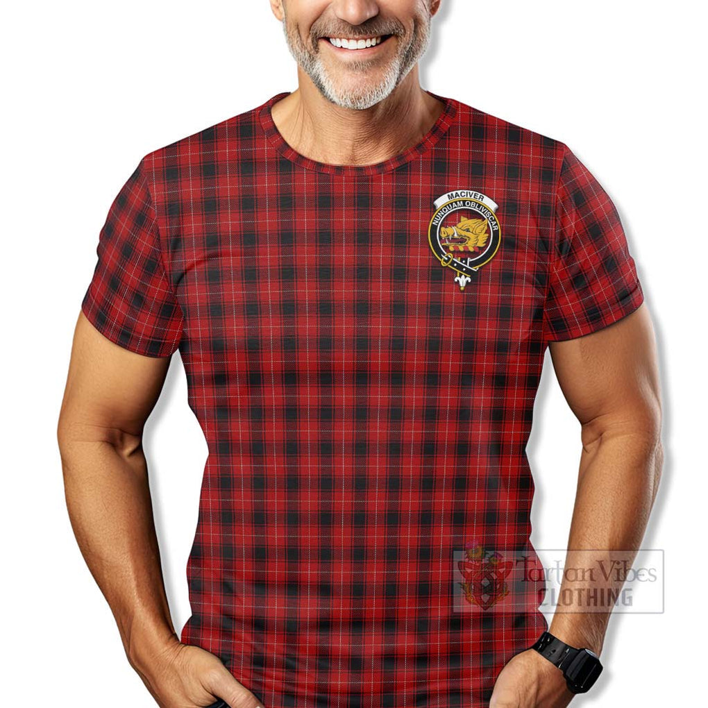 Tartan Vibes Clothing MacIver (McIver) Tartan T-Shirt with Family Crest Celtic Skull Style