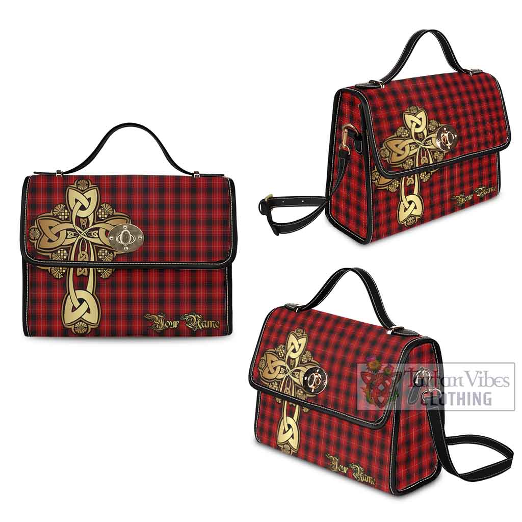 Tartan Vibes Clothing MacIver (McIver) Tartan Waterproof Canvas Bag Golden Thistle Celtic Cross Style