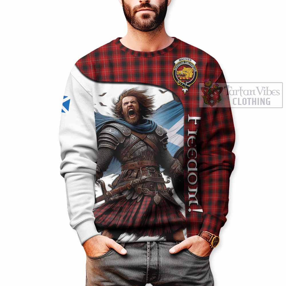 Tartan Vibes Clothing MacIver (McIver) Crest Tartan Sweatshirt Inspired by the Freedom of Scottish Warrior