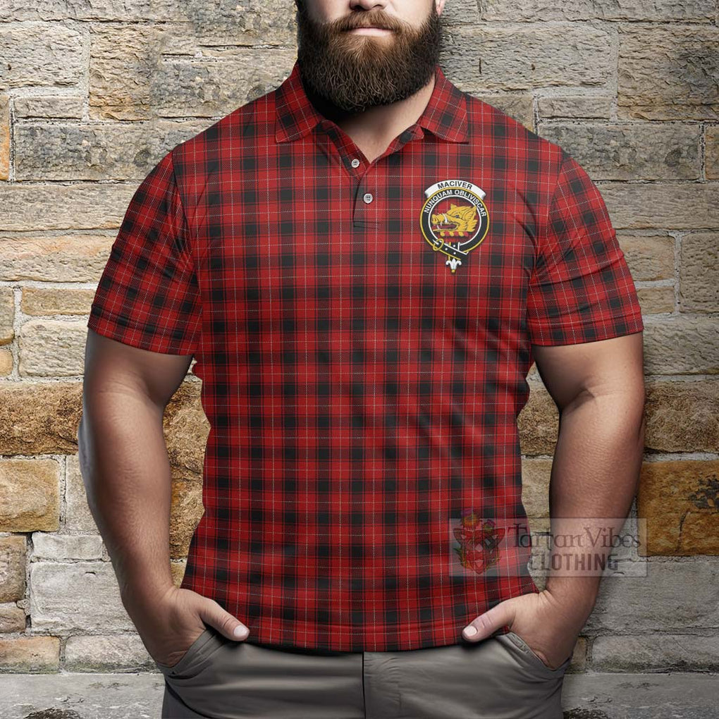 Tartan Vibes Clothing MacIver (McIver) Tartan Polo Shirt with Family Crest and Bearded Skull Holding Bottles of Whiskey