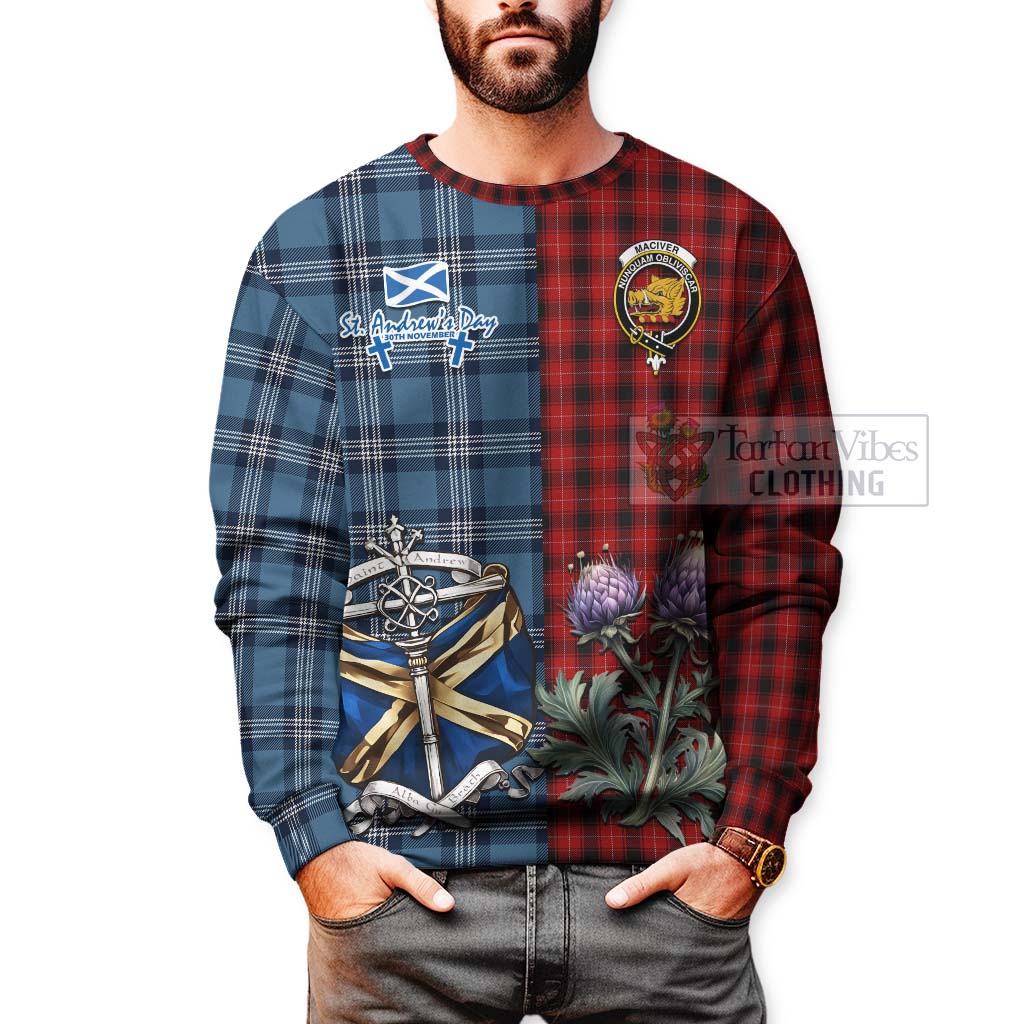 Tartan Vibes Clothing MacIver (McIver) Tartan Sweatshirt Happy St. Andrew's Day Half Tartan Style