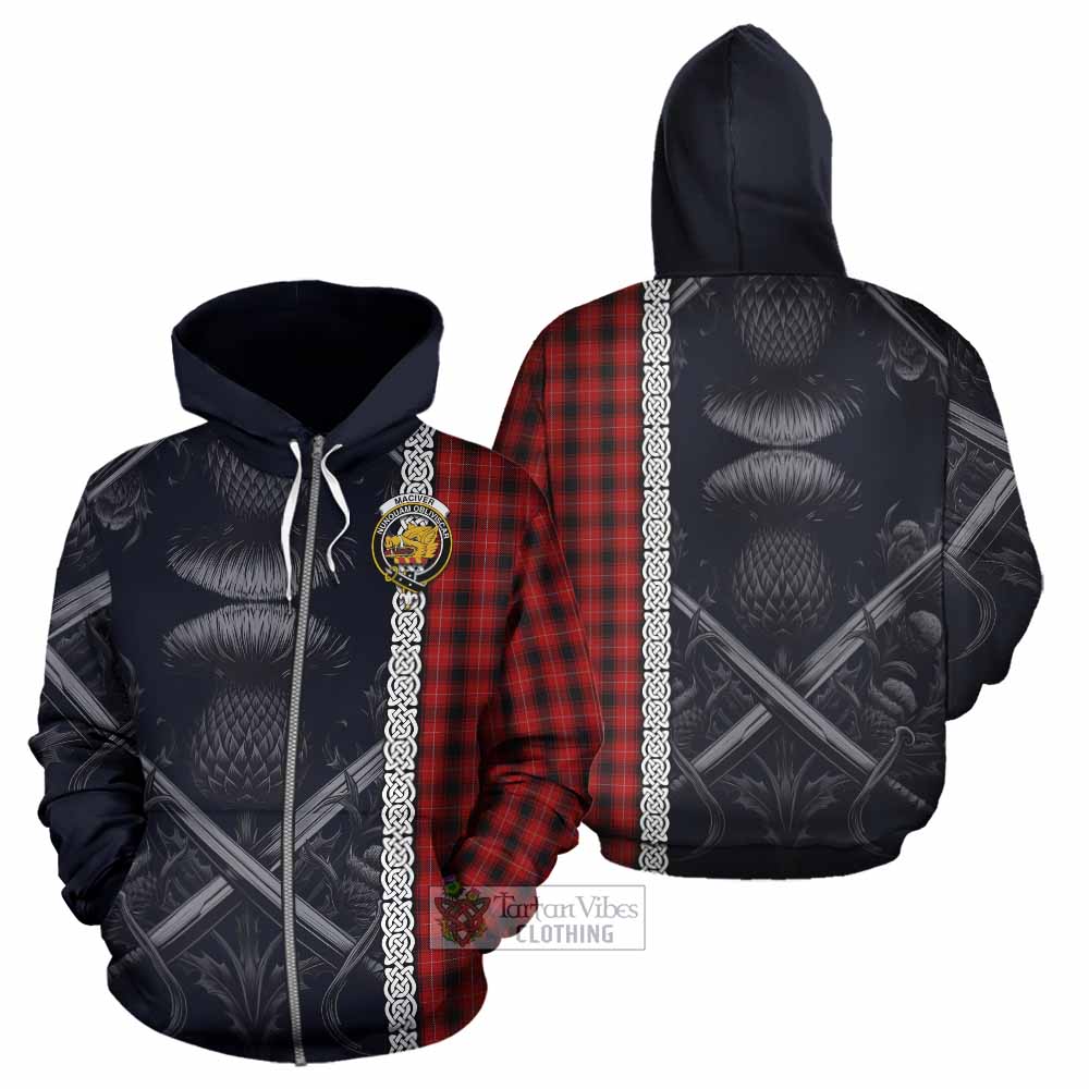 MacIver (McIver) Tartan Hoodie with Family Crest Cross Sword Thistle Celtic Vibes Zip Hoodie - Tartan Vibes Clothing
