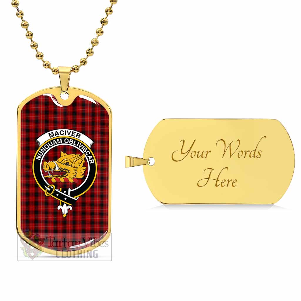 Tartan Vibes Clothing MacIver (McIver) Tartan Dog Tag Necklace with Family Crest