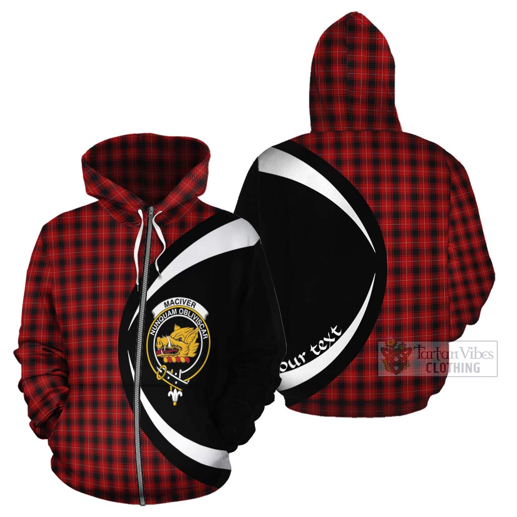 Tartan Vibes Clothing MacIver (McIver) Tartan Cotton Hoodie with Family Crest Circle Style