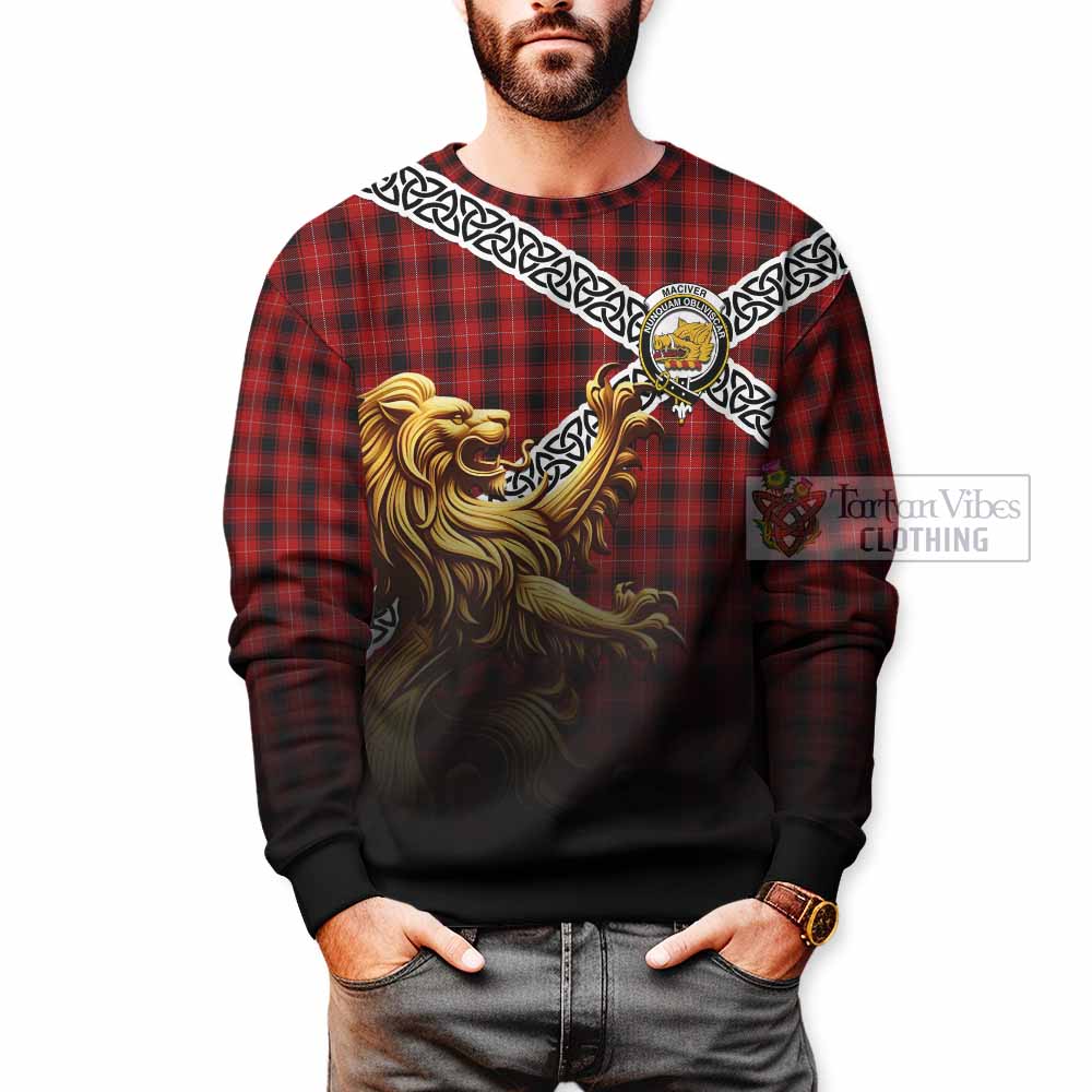 MacIver (McIver) Crest Tartan Sweatshirt with Golden Lion Emblem Celtic Style - Tartan Vibes Clothing