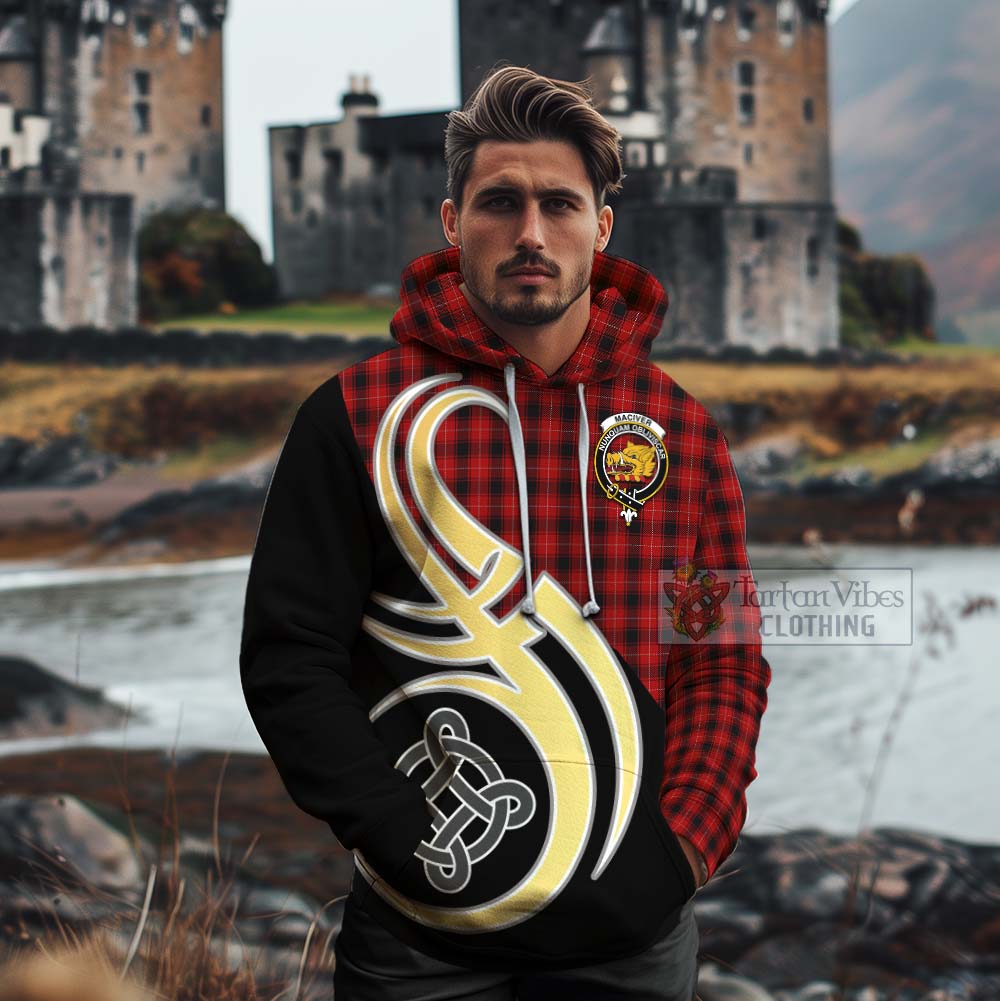 Tartan Vibes Clothing MacIver (McIver) Tartan Cotton Hoodie with Family Crest and Celtic Symbol Style