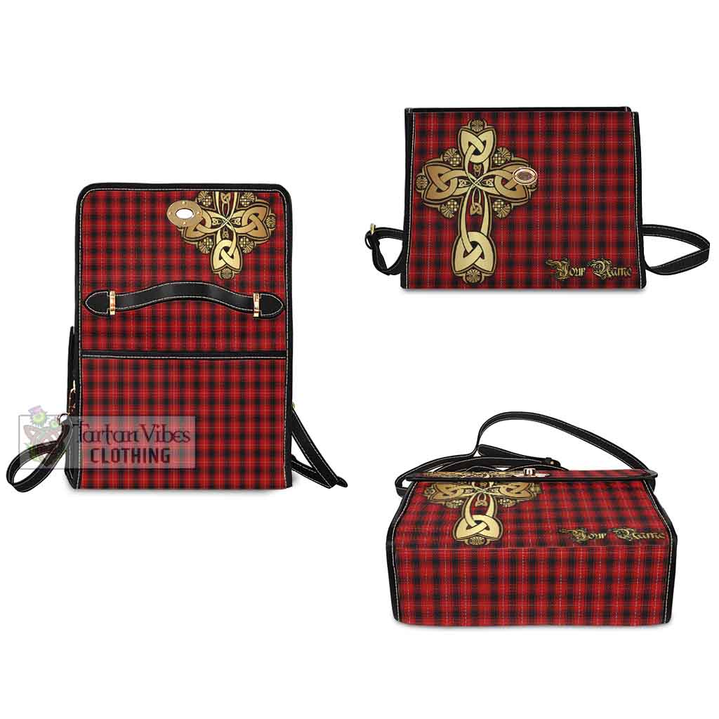 Tartan Vibes Clothing MacIver (McIver) Tartan Waterproof Canvas Bag Golden Thistle Celtic Cross Style