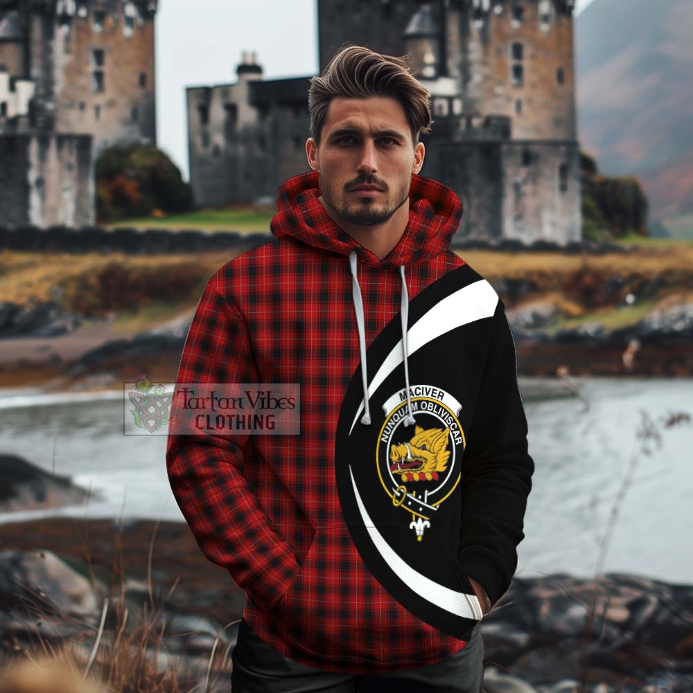 Tartan Vibes Clothing MacIver (McIver) Tartan Cotton Hoodie with Family Crest Circle Style