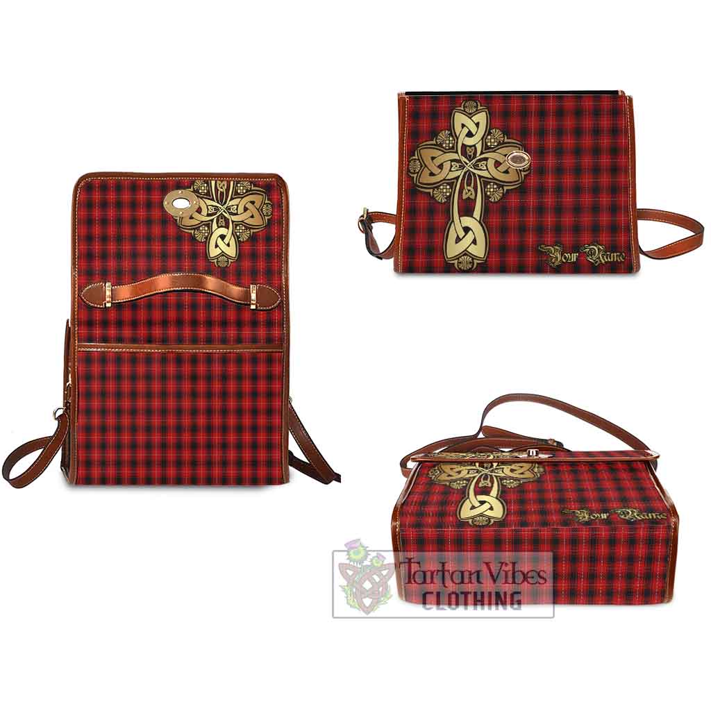 Tartan Vibes Clothing MacIver (McIver) Tartan Waterproof Canvas Bag Golden Thistle Celtic Cross Style