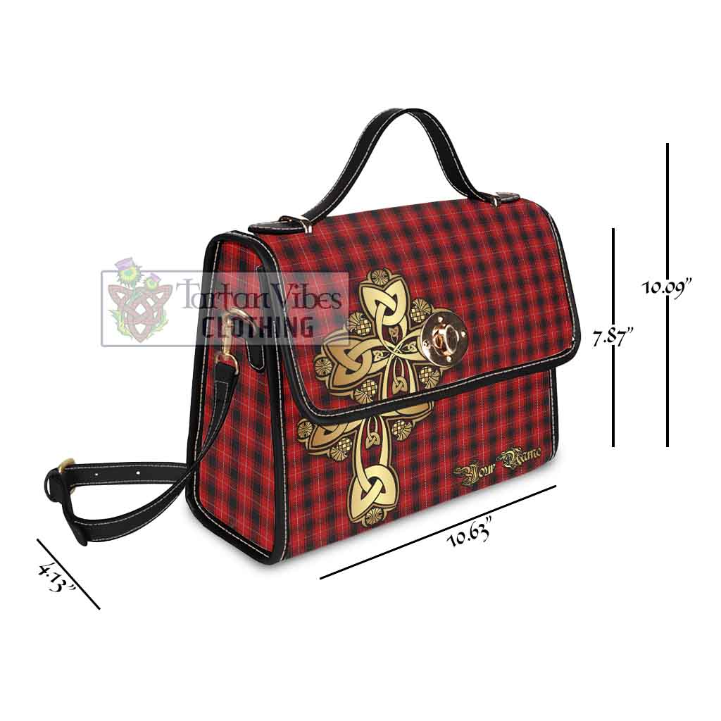 Tartan Vibes Clothing MacIver (McIver) Tartan Waterproof Canvas Bag Golden Thistle Celtic Cross Style