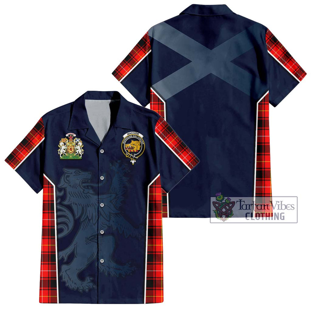 MacIver Modern Tartan Short Sleeve Button Shirt with Family Crest and Lion Rampant Vibes Sport Style Kid - Tartan Vibes Clothing