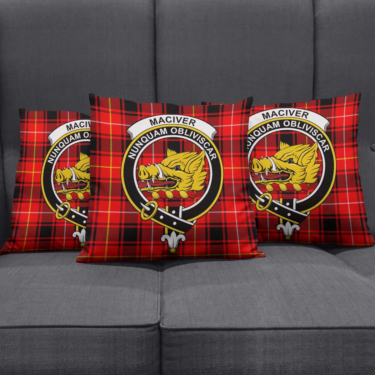 MacIver Modern Tartan Pillow Cover with Family Crest Square Pillow Cover - Tartanvibesclothing