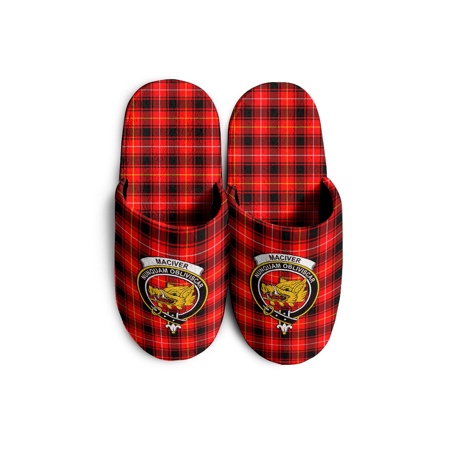 MacIver Modern Tartan Home Slippers with Family Crest - Tartanvibesclothing