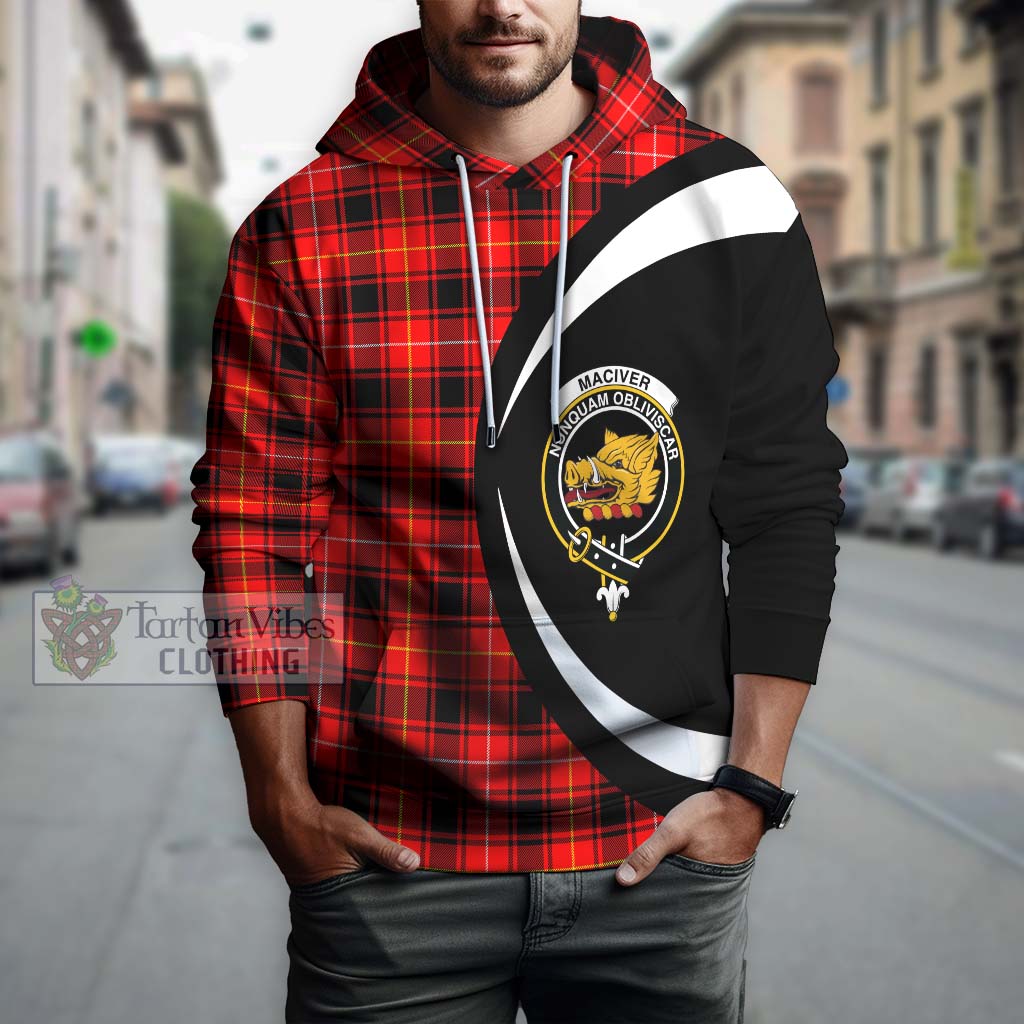 Tartan Vibes Clothing MacIver Modern Tartan Hoodie with Family Crest Circle Style