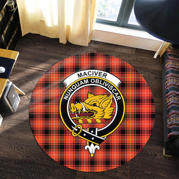 MacIver Modern Tartan Round Rug with Family Crest