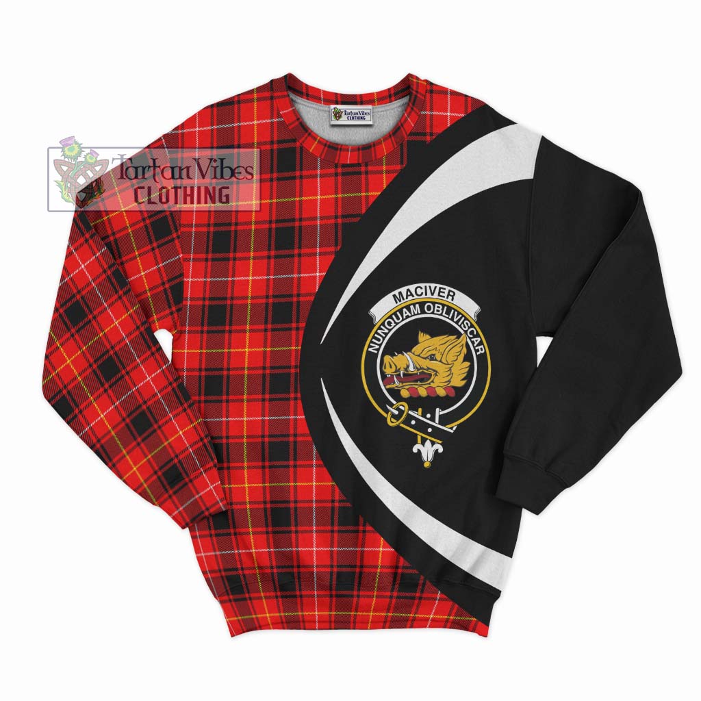 MacIver Modern Tartan Sweatshirt with Family Crest Circle Style Unisex - Tartan Vibes Clothing