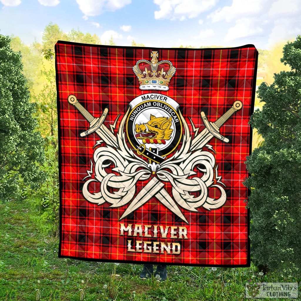 Tartan Vibes Clothing MacIver Modern Tartan Quilt with Clan Crest and the Golden Sword of Courageous Legacy