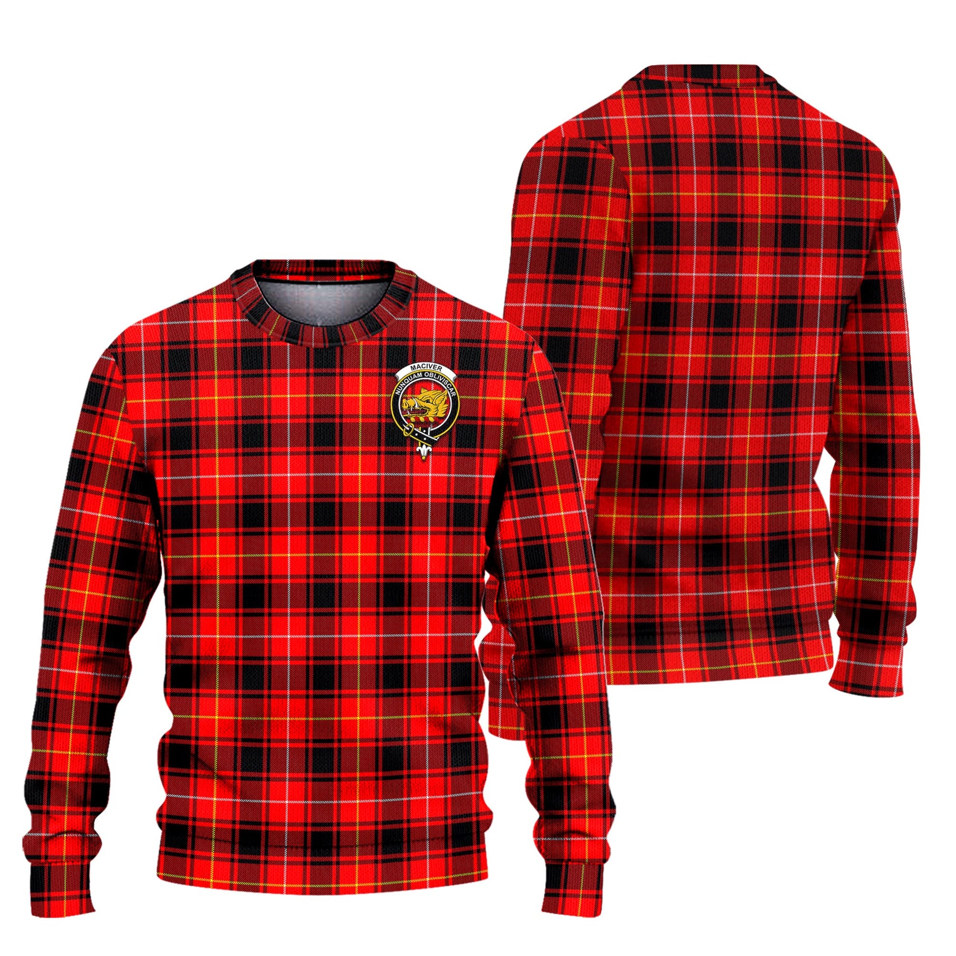 MacIver Modern Tartan Knitted Sweater with Family Crest Unisex - Tartanvibesclothing