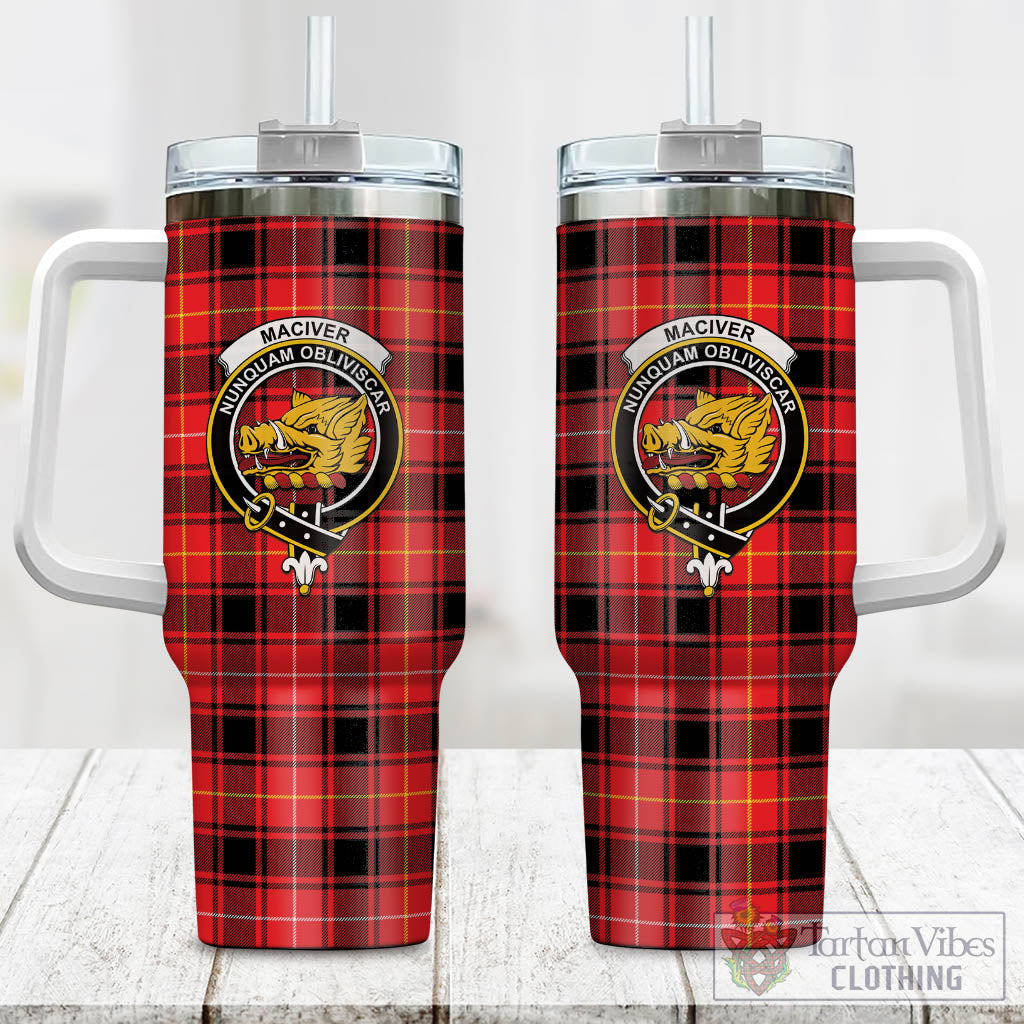 Tartan Vibes Clothing MacIver Modern Tartan and Family Crest Tumbler with Handle