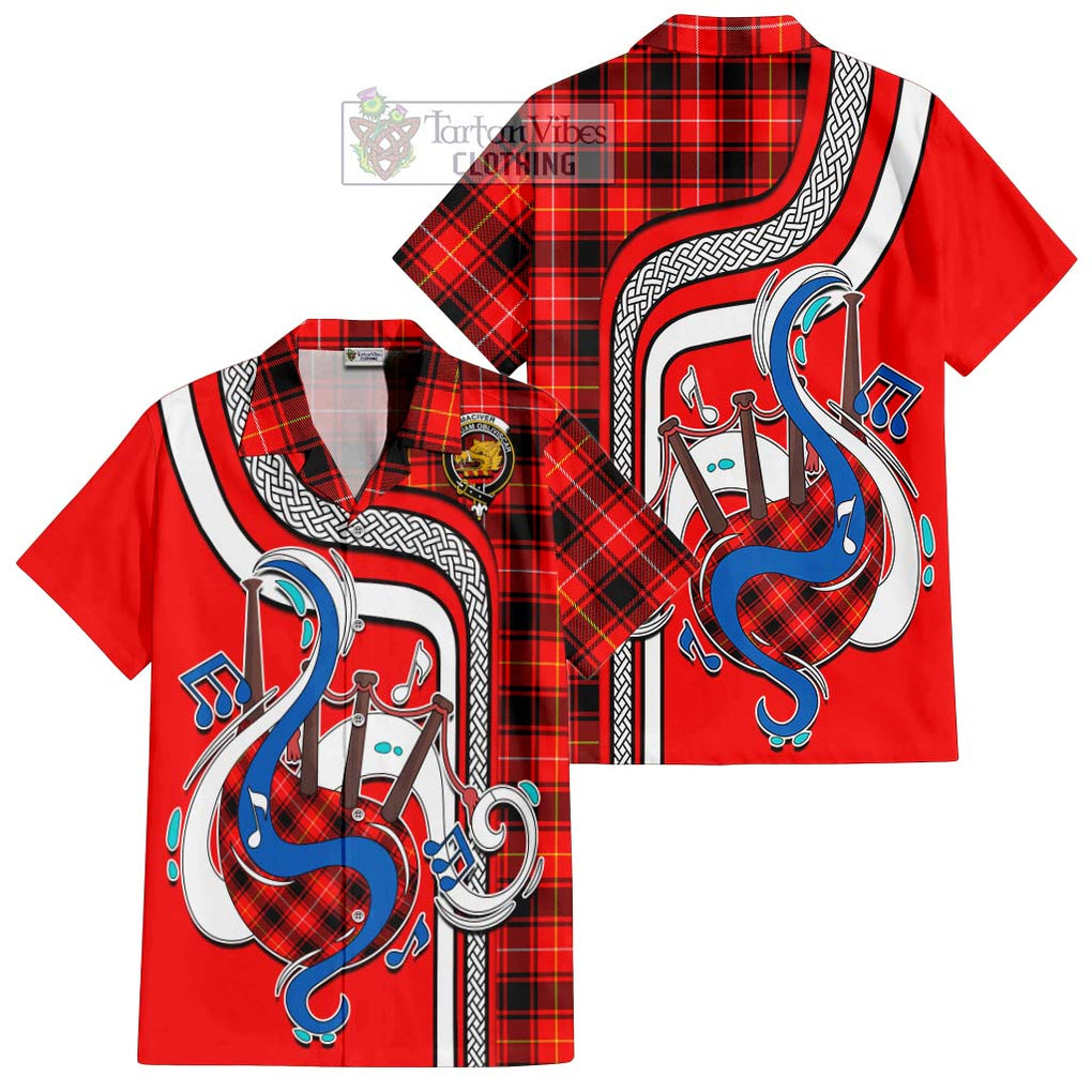 MacIver Modern Tartan Short Sleeve Button Shirt with Epic Bagpipe Style Kid - Tartanvibesclothing Shop