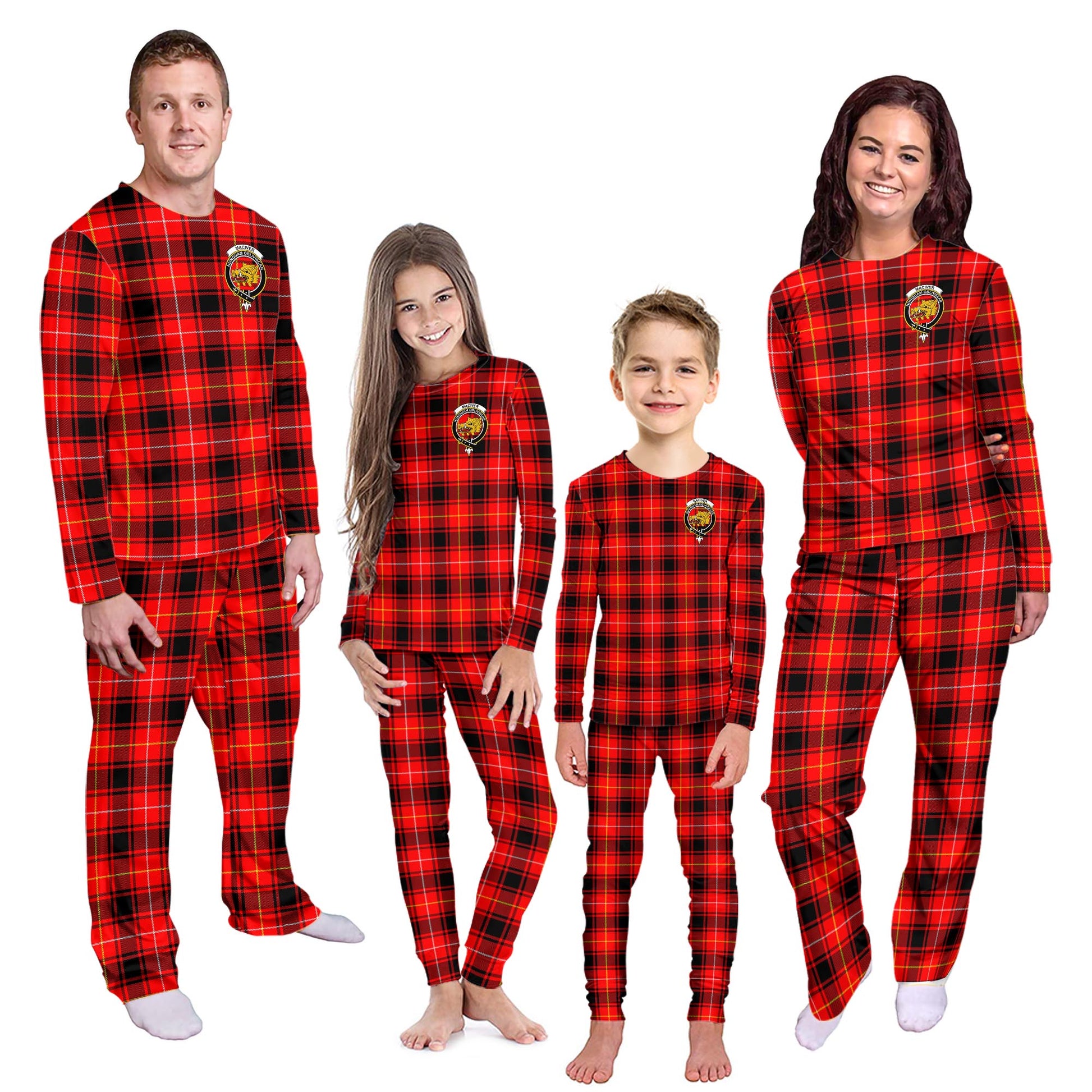 MacIver Modern Tartan Pajamas Family Set with Family Crest - Tartanvibesclothing