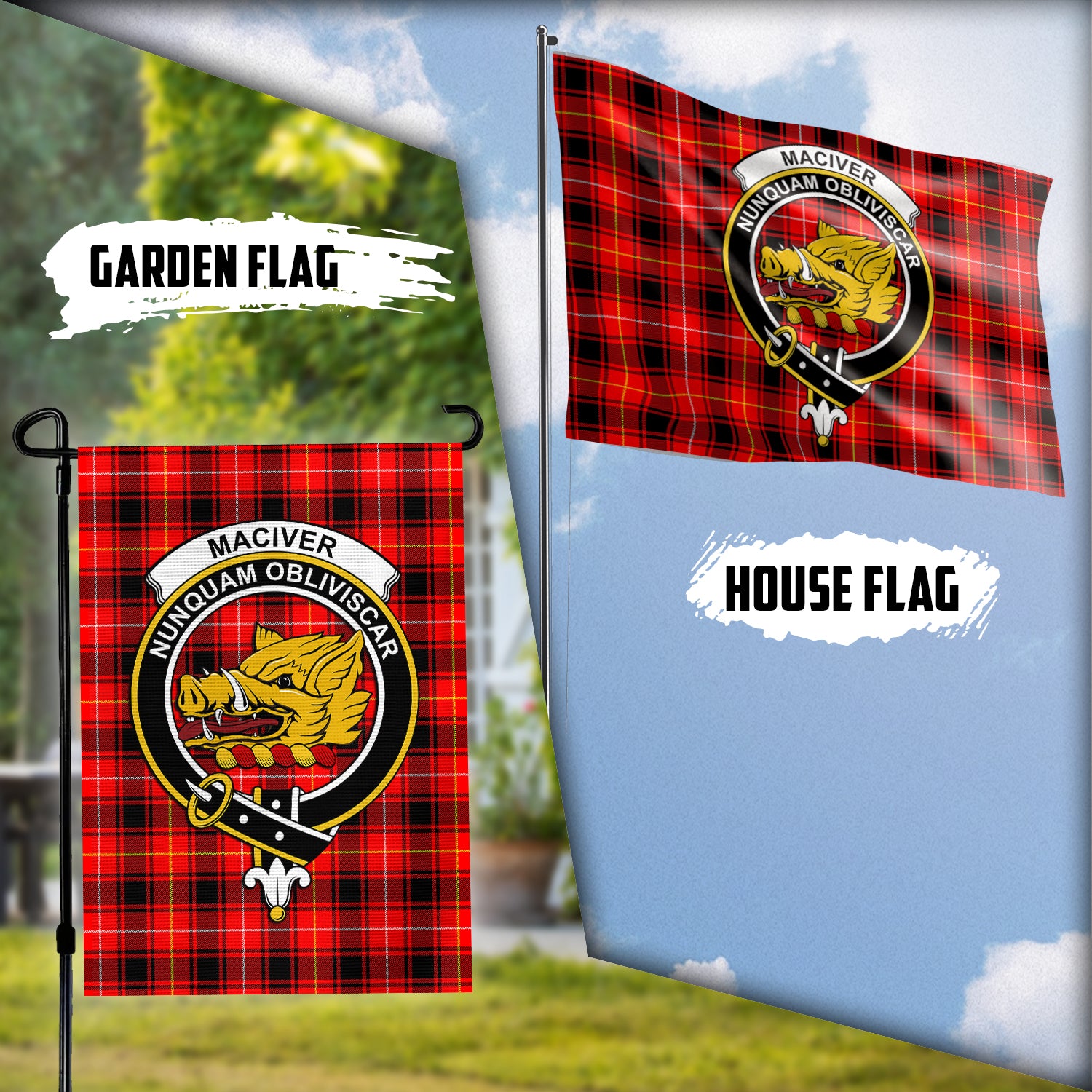 MacIver Modern Tartan Flag with Family Crest Garden Flag (Vertical) - Tartan Vibes Clothing