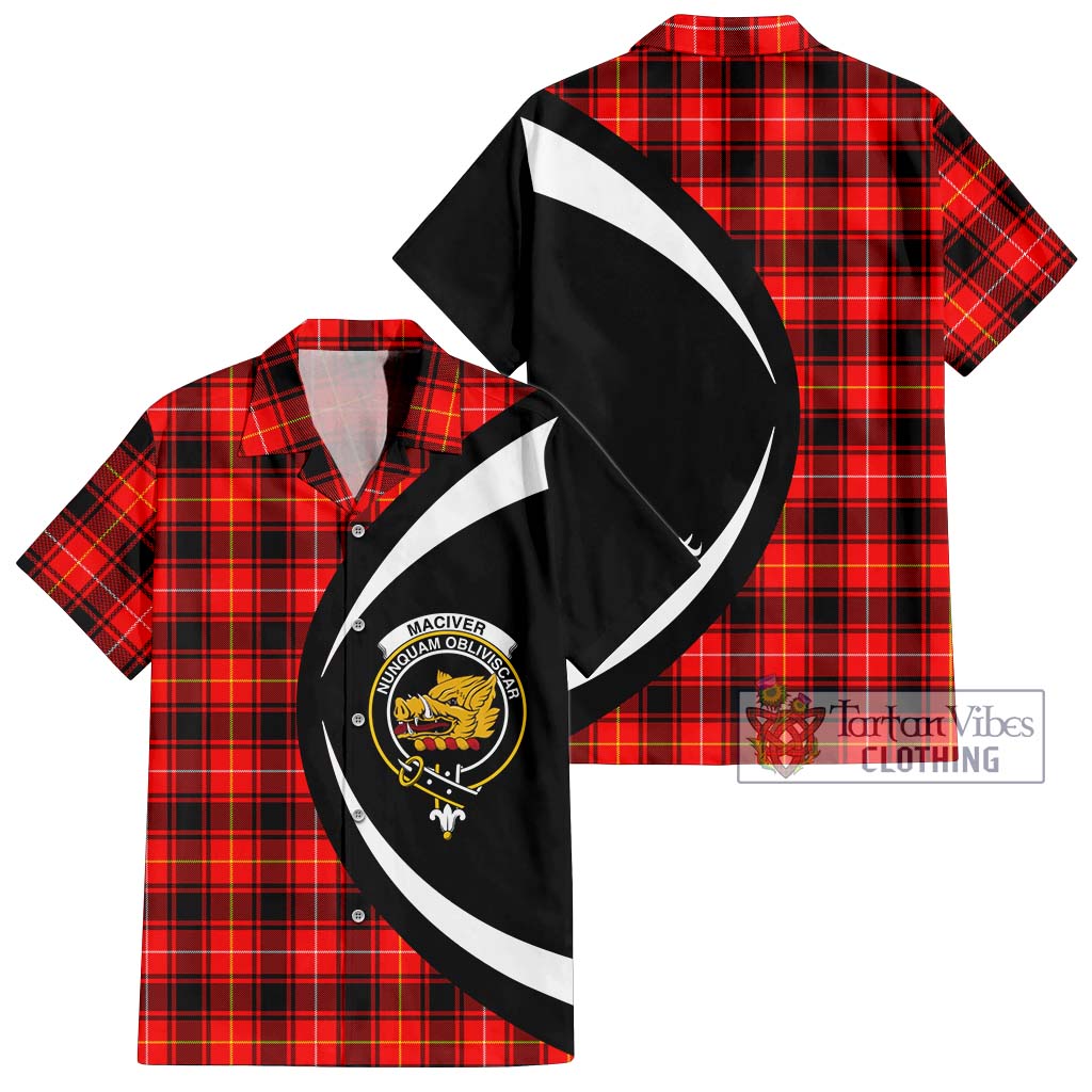 MacIver Modern Tartan Short Sleeve Button Up with Family Crest Circle Style Kid - Tartan Vibes Clothing