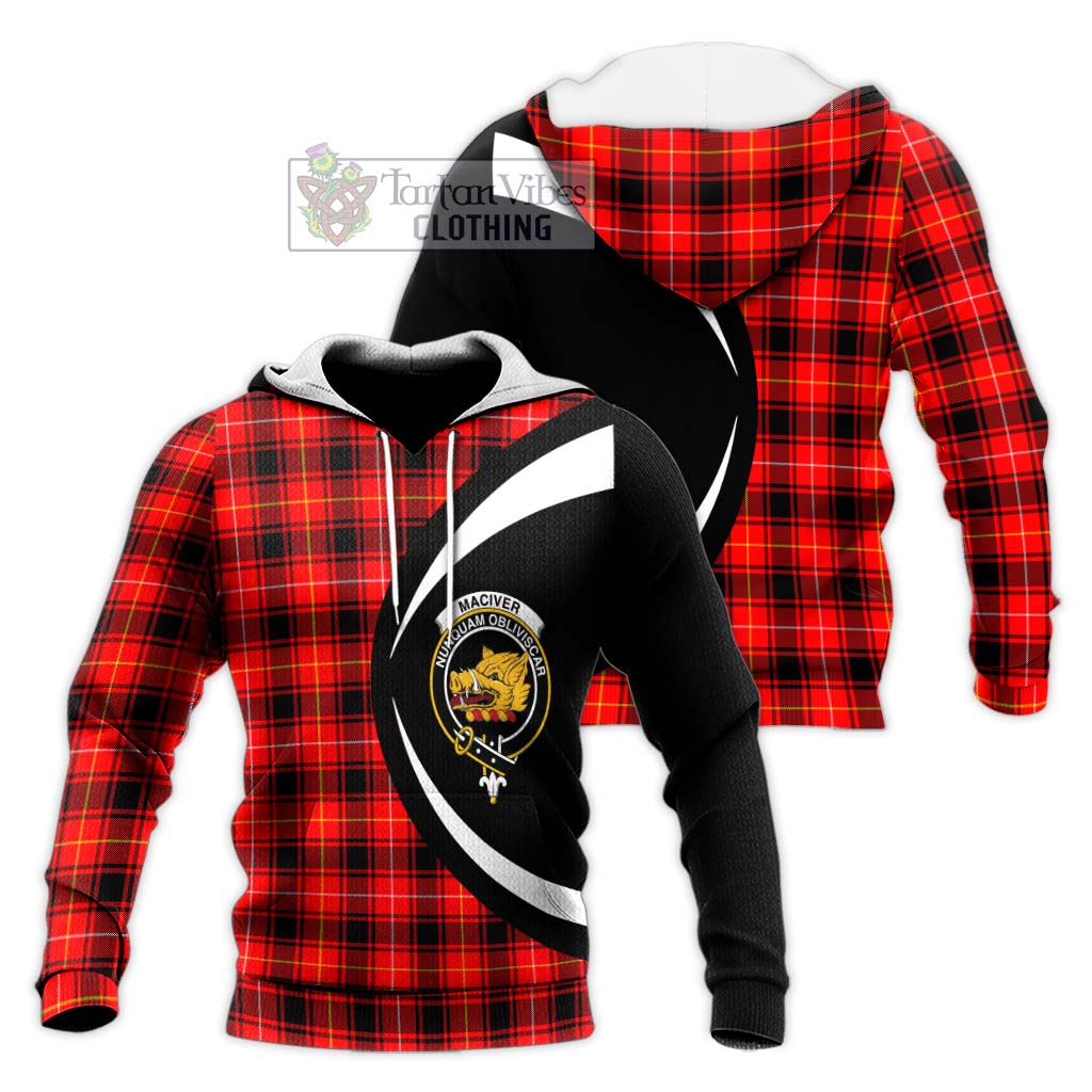 MacIver Modern Tartan Knitted Hoodie with Family Crest Circle Style Unisex Knitted Pullover Hoodie - Tartan Vibes Clothing