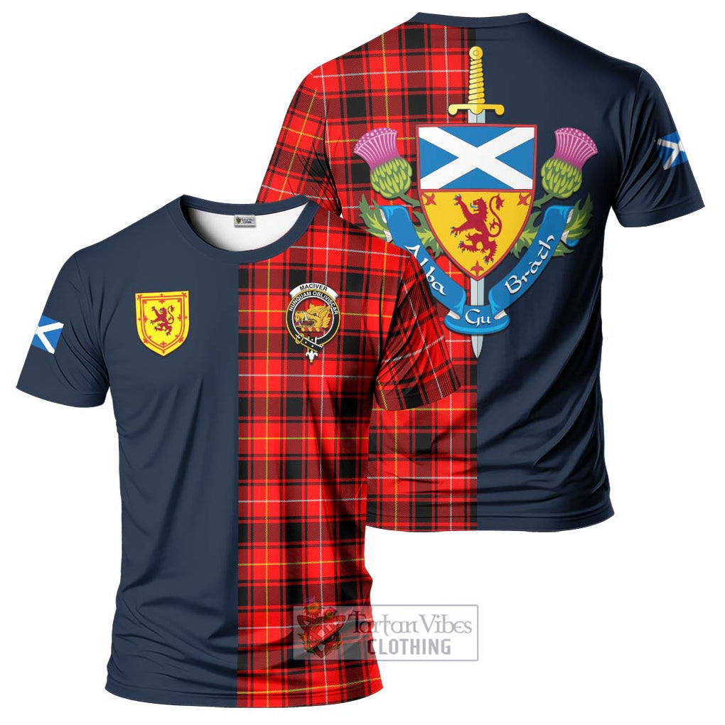 Tartan Vibes Clothing MacIver Modern Tartan T-Shirt Alba with Scottish Lion Royal Arm Half Style