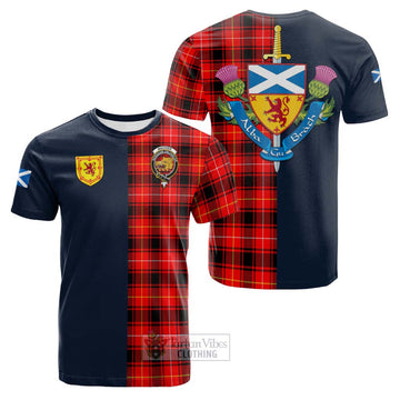 MacIver Modern Tartan Cotton T-shirt Alba with Scottish Lion Royal Arm Half Style